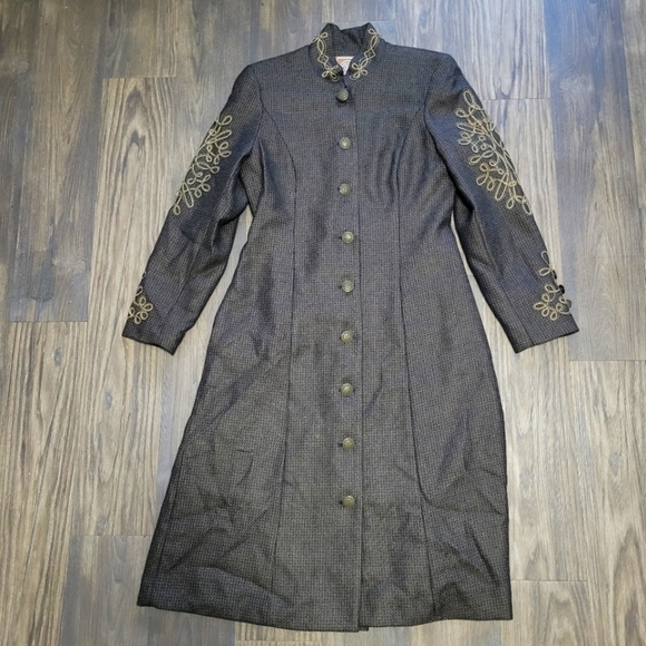 Double D Ranch Embroidered Long Sleeve Duster Coat Size 4 Western Button Pockets - Picture 2 of 7